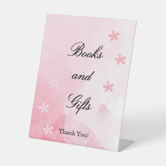 Bücher und Geschenke Rosa blühende Blütendusche Sockelschild