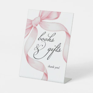 Bücher und Geschenke Rosa Coquette Bow Babydusche Sockelschild