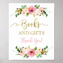 Bücher und Geschenke Rosa und goldenes Blumenzeich