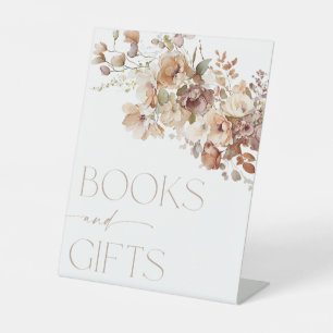 Bücher und Geschenke signalisieren boho Herbst flo Sockelschild
