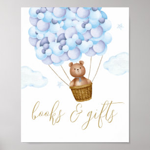 Bücher und Geschenke Teddybär Blau Baby Shower Sch Poster
