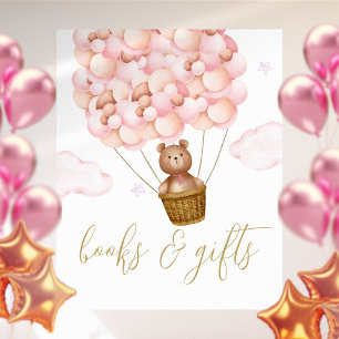 Bücher und Geschenke Teddybär Rosa Babyparty-Schil Poster