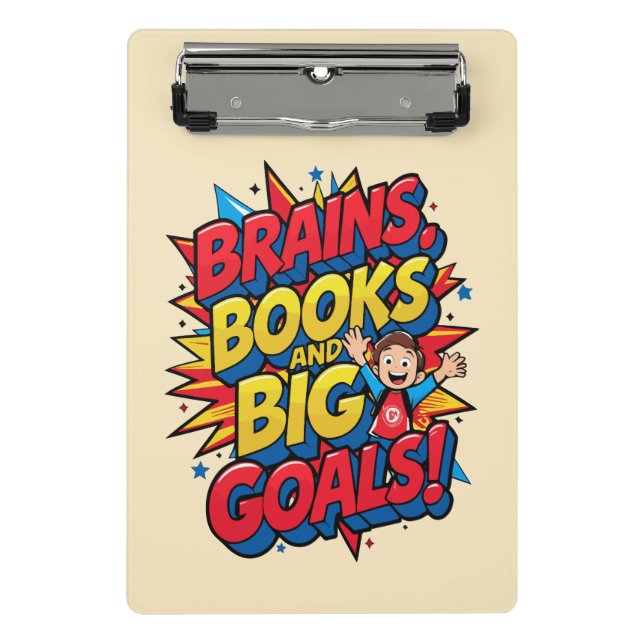 Bücher und große Ziele - Spaß zurück in die Schule Mini Klemmbrett (Vorderseite)