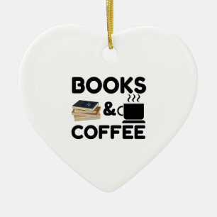 Bücher und Kaffee Keramik Ornament