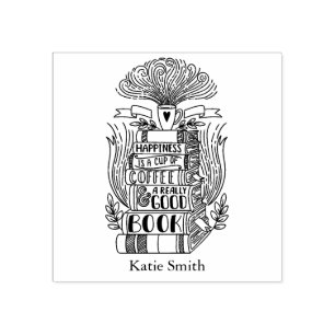 Bücher und Kaffee Lover Personalisiert Gummistempel