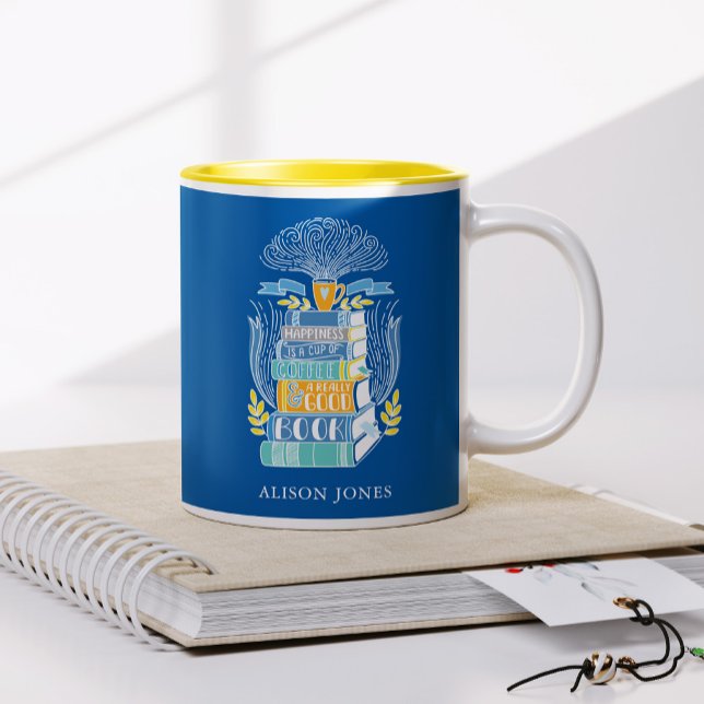 Bücher und Kaffee Lover Personalisiert Zweifarbige Tasse (Von Creator hochgeladen)