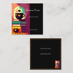 Bücher und Kaffee Quadratische Visitenkarte