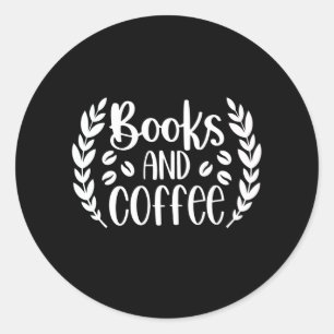 Bücher und Kaffee Runder Aufkleber