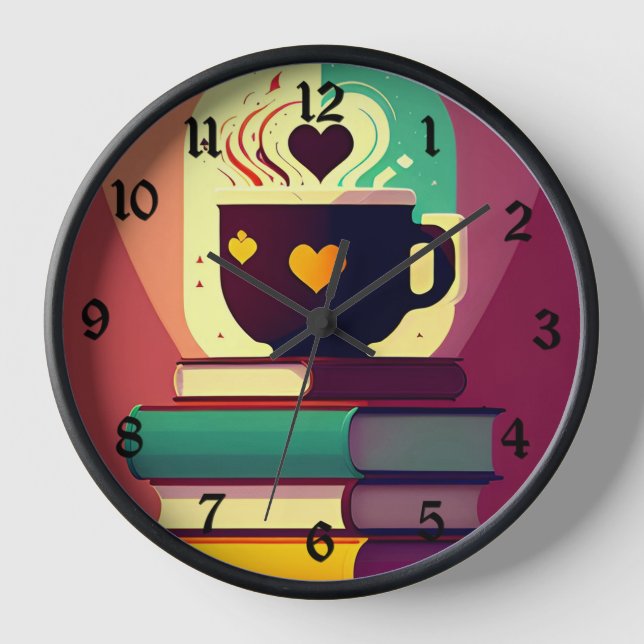 Bücher und Kaffee Uhr (Vorderseite)