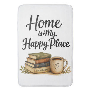 Bücher und Kaffee - Vintage-Buch Badematte