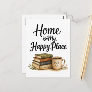 Bücher und Kaffee - Vintage-Buch Postkarte