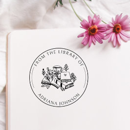 Bücher und Kaffeepflanzen aus der Bibliothek Gummistempel