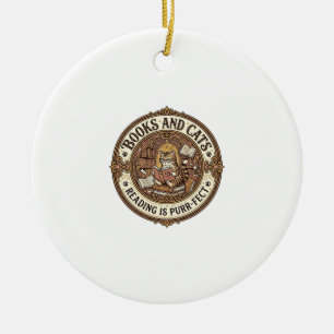 Bücher Und Katzen Katzenbücher Lesen Vintage Vekto Keramik Ornament