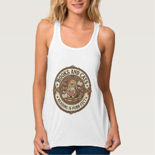 Bücher Und Katzen Katzenbücher Lesen Vintage Vekto Tank Top