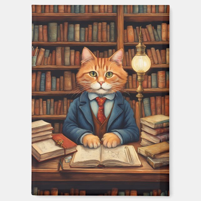 Bücher und Katzen Magnet (Vorderseite)