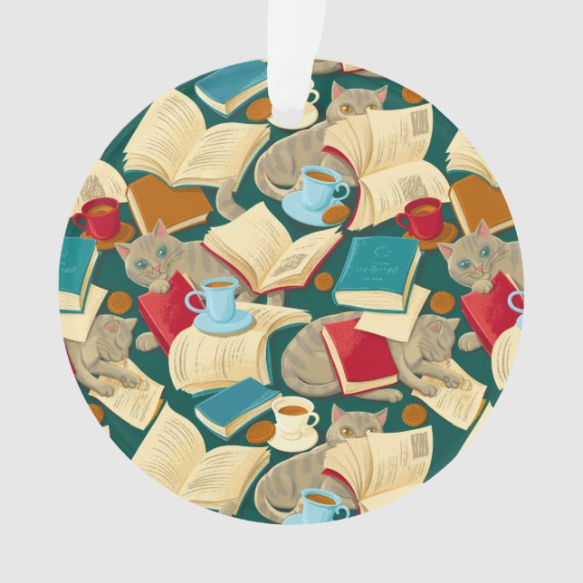 Bücher und Katzen Ornament (Vorderseite)