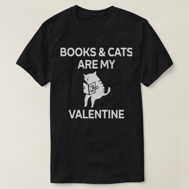 Bücher und Katzen sind mein Valentin T-Shirt (Design vorne)