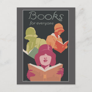 Bücher und Lesen mit Art Deco Frauen Postkarte