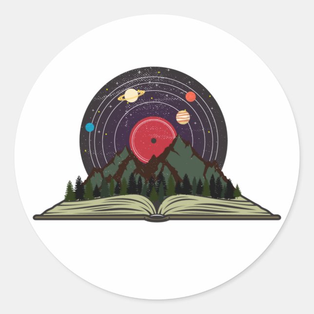 Bücher und Musikliebhaber retro Vinyl record Runder Aufkleber (Vorderseite)
