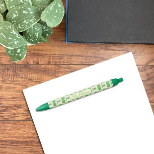 Bücher und Pflanze Grüner Pen mit Namen Kugelschreiber