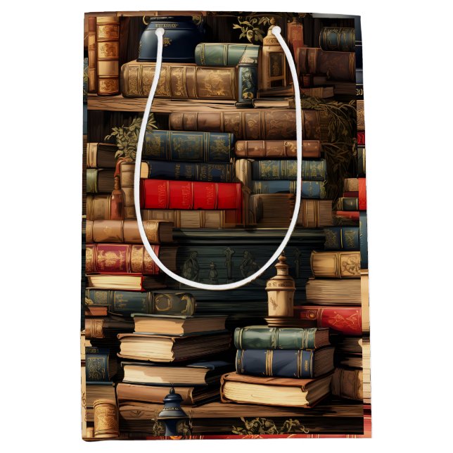 Bücher und Pflanze Mittlere Geschenktüte (Vorderseite)