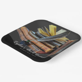 Bücher und Quill Square Pappteller