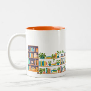 Bücher und Regale - für einen Schulleiter - Orange Zweifarbige Tasse