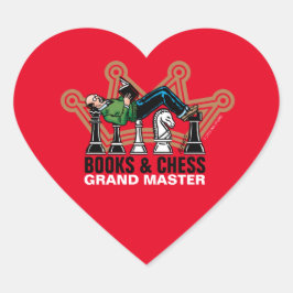 Bücher und Schach - Großmeister Herz-Aufkleber