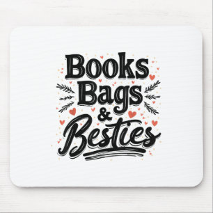 Bücher und Taschen; Bestien, die zum Schulspass zu Mousepad