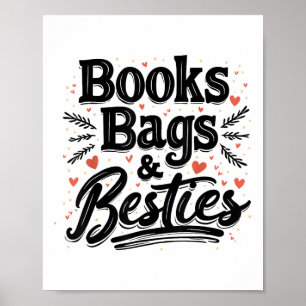 Bücher und Taschen; Bestien, die zum Schulspass zu Poster