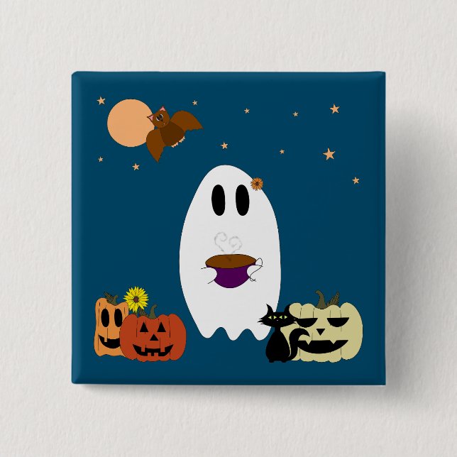 Bücher und Tee Button (Vorderseite)