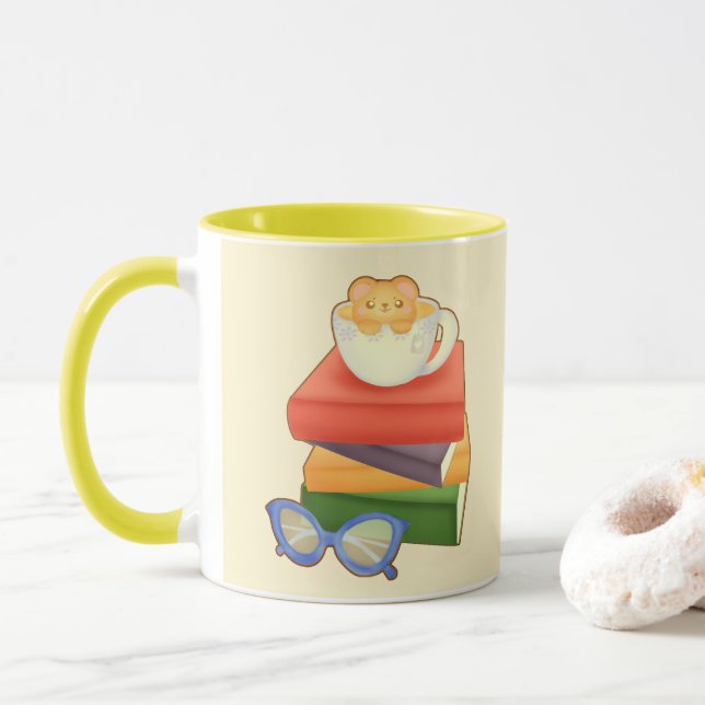 Bücher und Teebecher Tasse (Mit Donut)