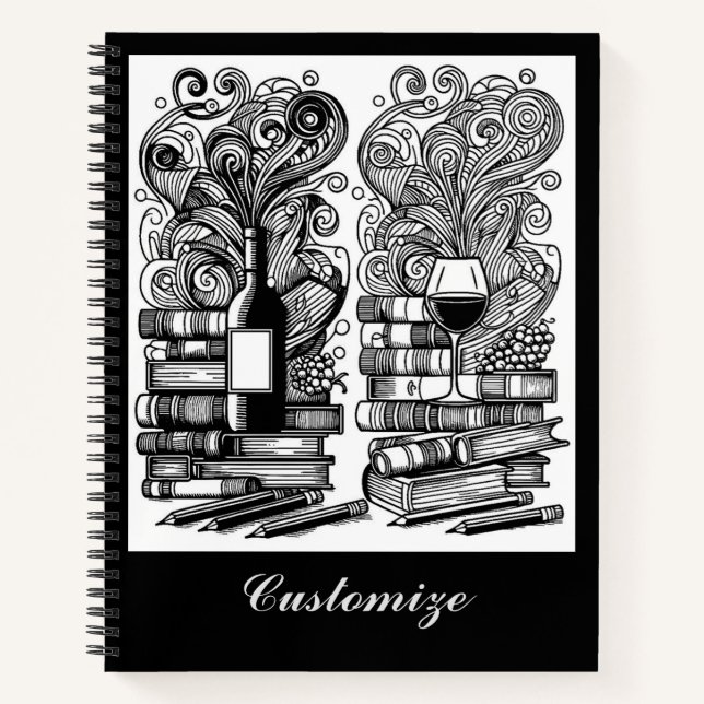 Bücher und Wein Farbe ich Doodle (Vorderseite)