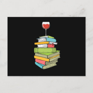 Bücher und Wein I Liebe lesen Bücher Postkarte
