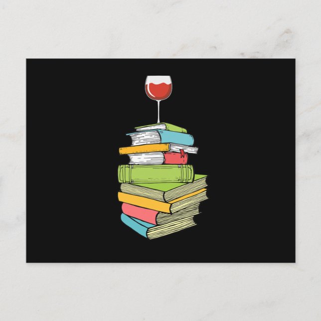 Bücher und Wein I Liebe lesen Bücher Postkarte (Vorderseite)