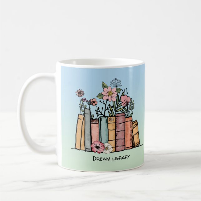 Bücher und wilde Blume - die Traumbibliothek perso Kaffeetasse (Links)