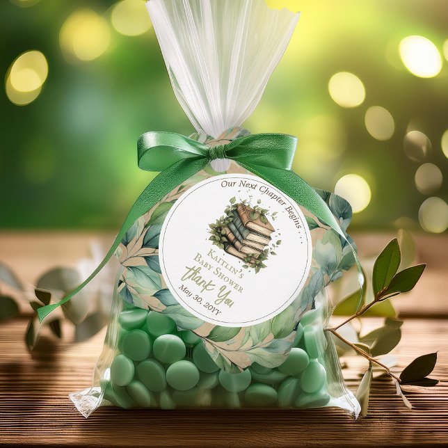 Bücher Unser nächstes Kapitel Kinderdusche Vielen  Geschenkanhänger (Rustic Vintage Look Elegance "Our Next Chapter Begins" Books Leaves Baby Shower Favor Tags)