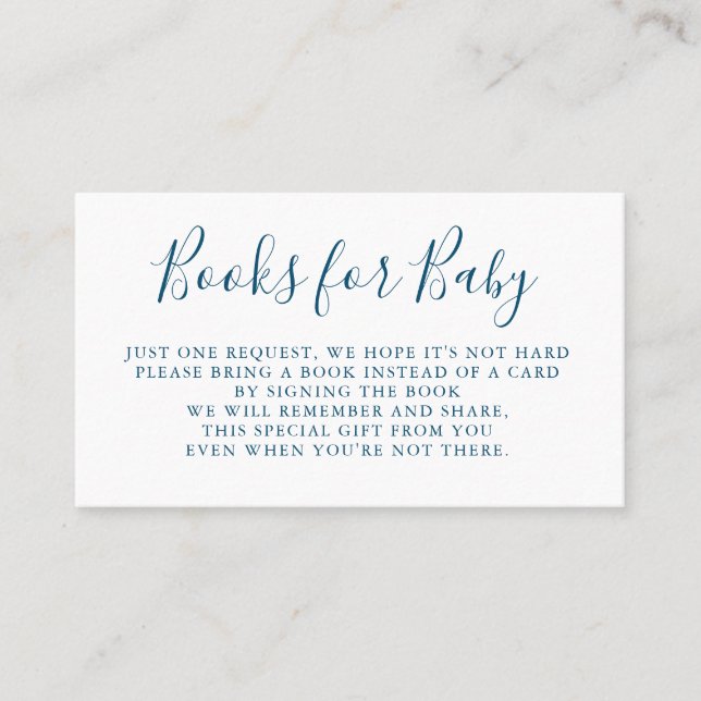 Bücher verlangen | Babyparty-Einladungs-Einsatz Visitenkarte (Vorderseite)