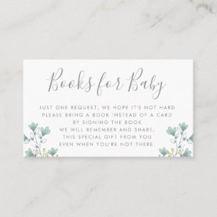 Bücher verlangen   Babyparty-Einladungs-Einsatz Visitenkarte