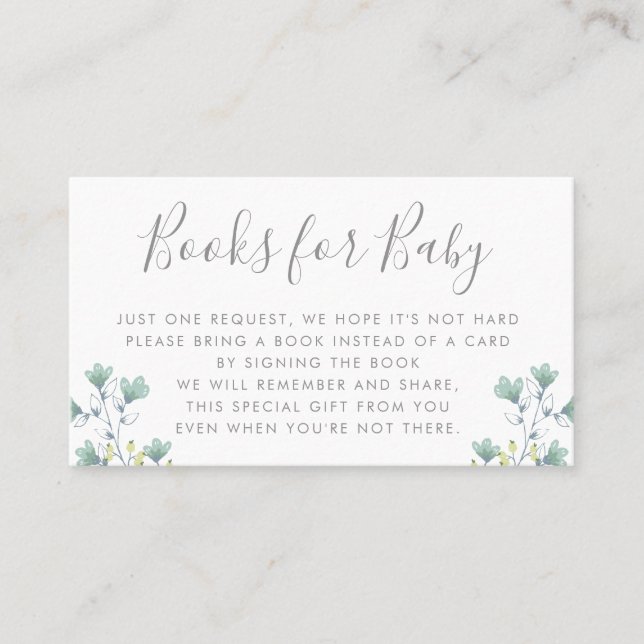 Bücher verlangen | Babyparty-Einladungs-Einsatz Visitenkarte (Vorderseite)