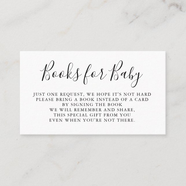 Bücher verlangen | Babyparty-Einladungs-Einsatz Visitenkarte (Vorderseite)
