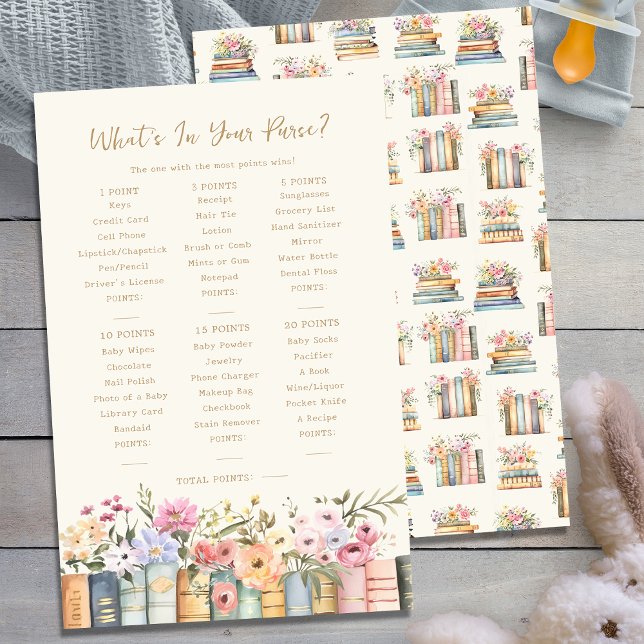 Bücher, was in deinem Handspiel ist (Wildflower Books What's In Your Purse Baby Shower Game by Painted Paperie
)