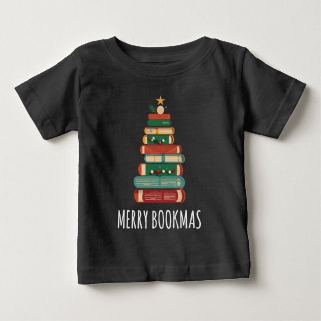Bücher Weihnachtsbaum Merry Bookmas Baby T-shirt (Vorderseite)