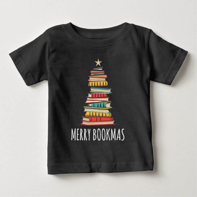 Bücher Weihnachtsbaum Merry Bookmas Baby T-shirt (Vorderseite)