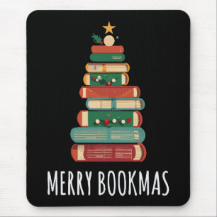 Bücher Weihnachtsbaum Merry Bookmas Mousepad