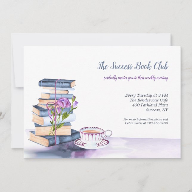 Bücher zum Lesen des Buchclubs Einladung (Vorderseite)