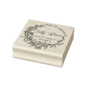 Bücherei Buchzeichen Briefmarke Blumenzelt Gummistempel