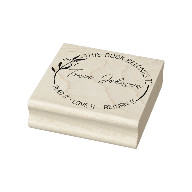 Bücherei Buchzeichen Modernes Blumenkränz Gummistempel (Stempel)