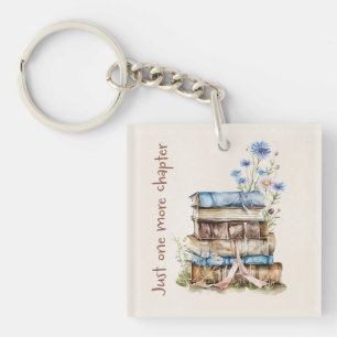 Büchergeschenk mit floralem Buchstapel Schlüsselanhänger