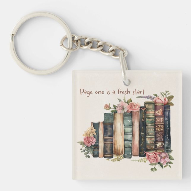 Büchergeschenk mit weichem Blumendesign Schlüsselanhänger (Vorderseite)